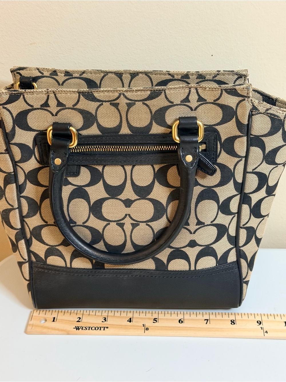 Coach Khaki and Black Signature Logo Tote - Picture 8 of 8